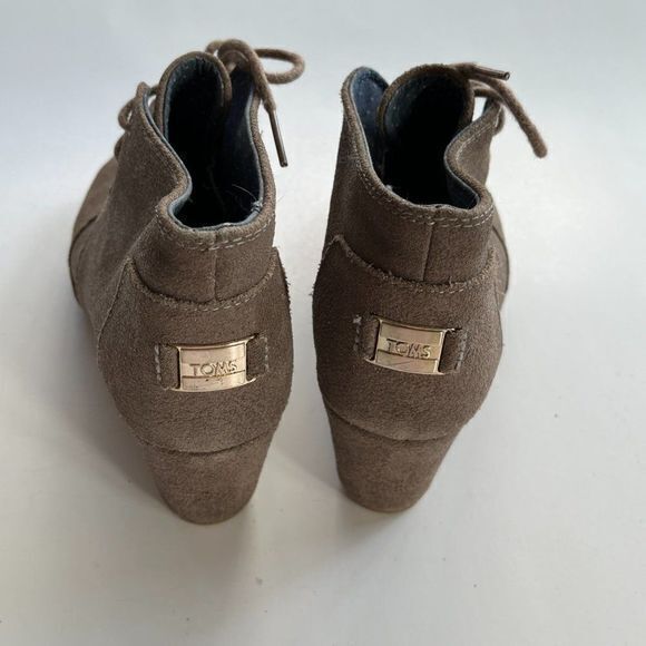 Toms Metallic Desert Wedge Bootie Boot Bronze Lace Up Round Cap Womens S… - Picture 7 of 9